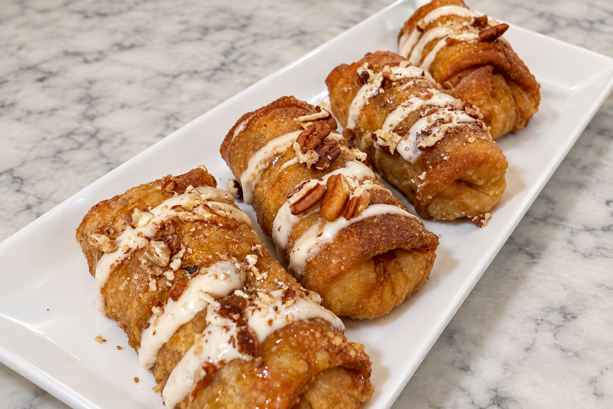 Apple Pie Egg Rolls with Crown Royal Apple Drizzle