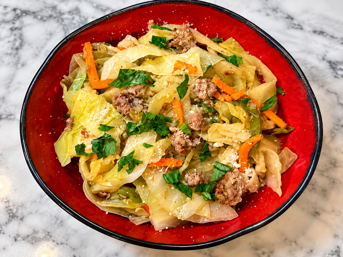 Italian Sausage & Cabbage Skillet + Bonus Crispy Egg Roll Recipe