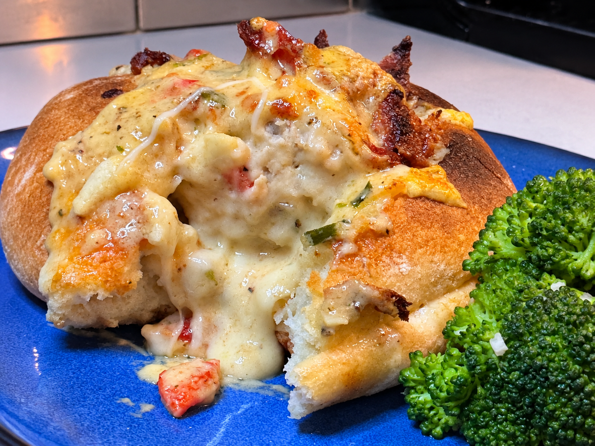 Bacon-Topped Chicken Ciabatta Bake | Cheesy Chicken Sandwich Recipe