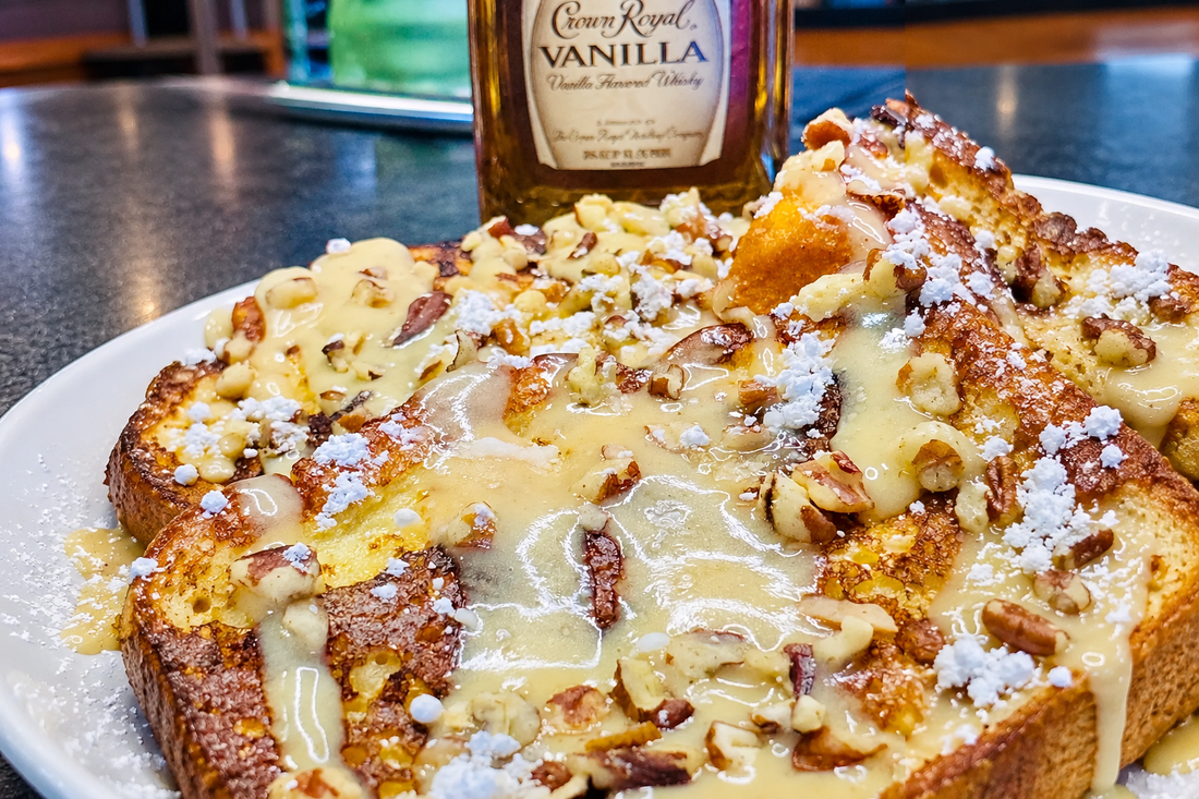 Eggnog French Toast with Crown Royal Cream Cheese Spread
