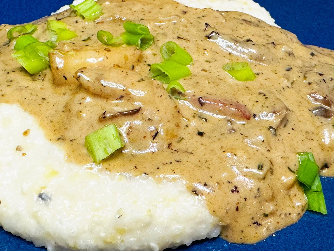 Southern Shrimp and Sausage Gravy over Grits | Easy Comfort Food Recipe