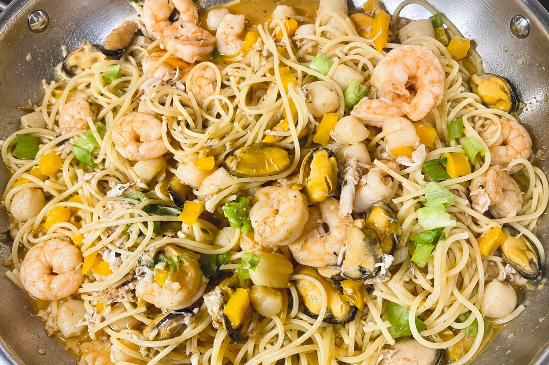 Seafood Indulgence Pasta | Garlic Butter White Wine Seafood Pasta Recipe