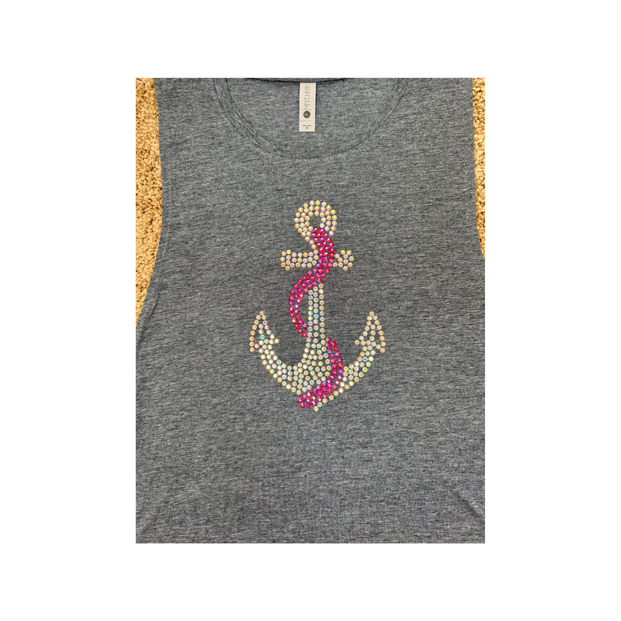 Rhinestone Anchor Women’s Muscle Tank | Sparkly Boat Life Tank Top