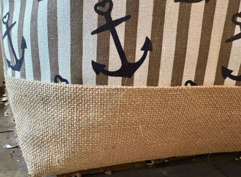 Anchor Print Canvas Tote Bag | Large Lake & Beach Bag