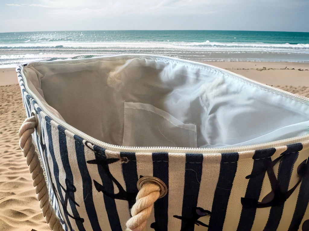 Anchor Print Canvas Tote Bag | Large Lake & Beach Bag