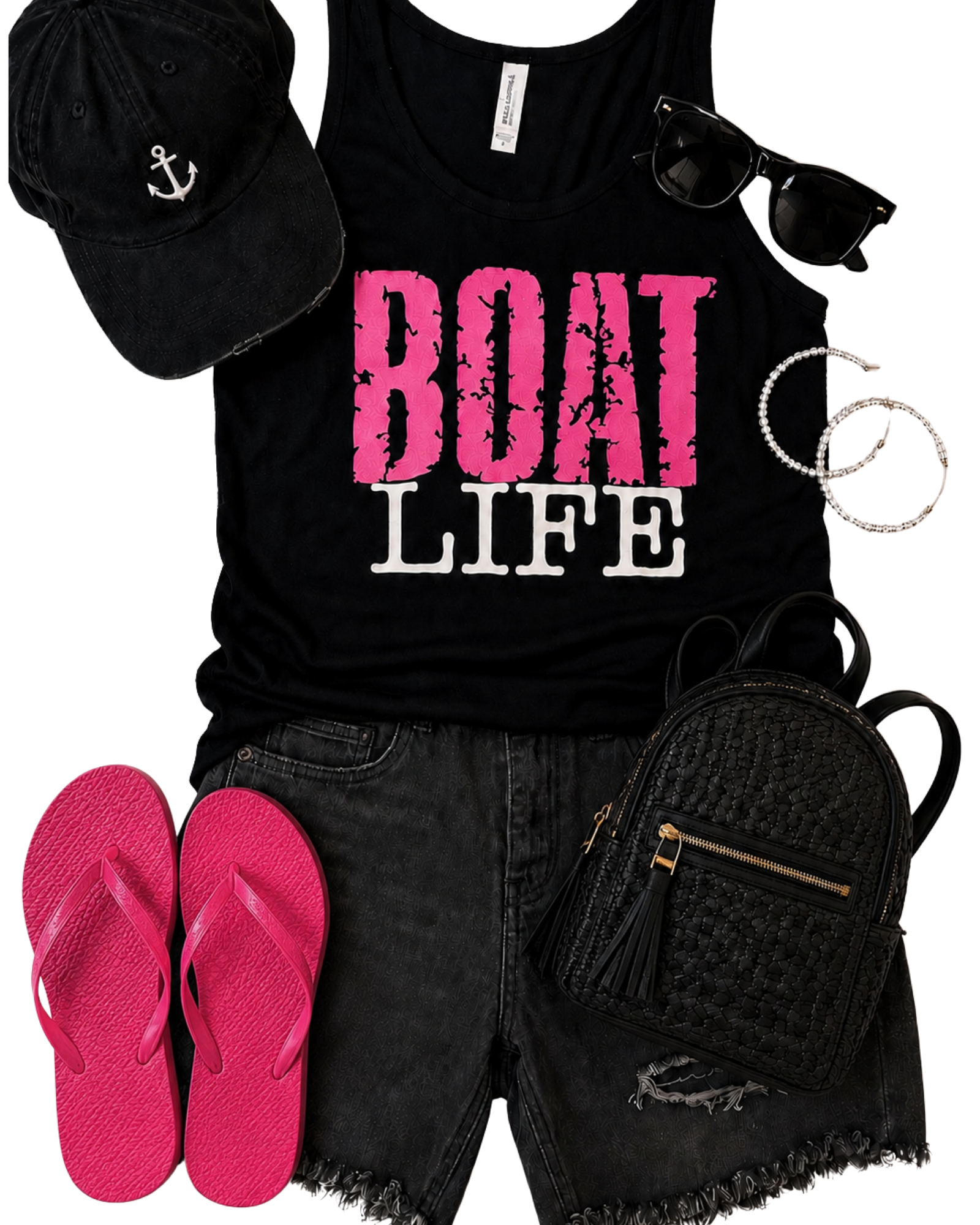 Boat Life | Women’s Black Flowy Tank