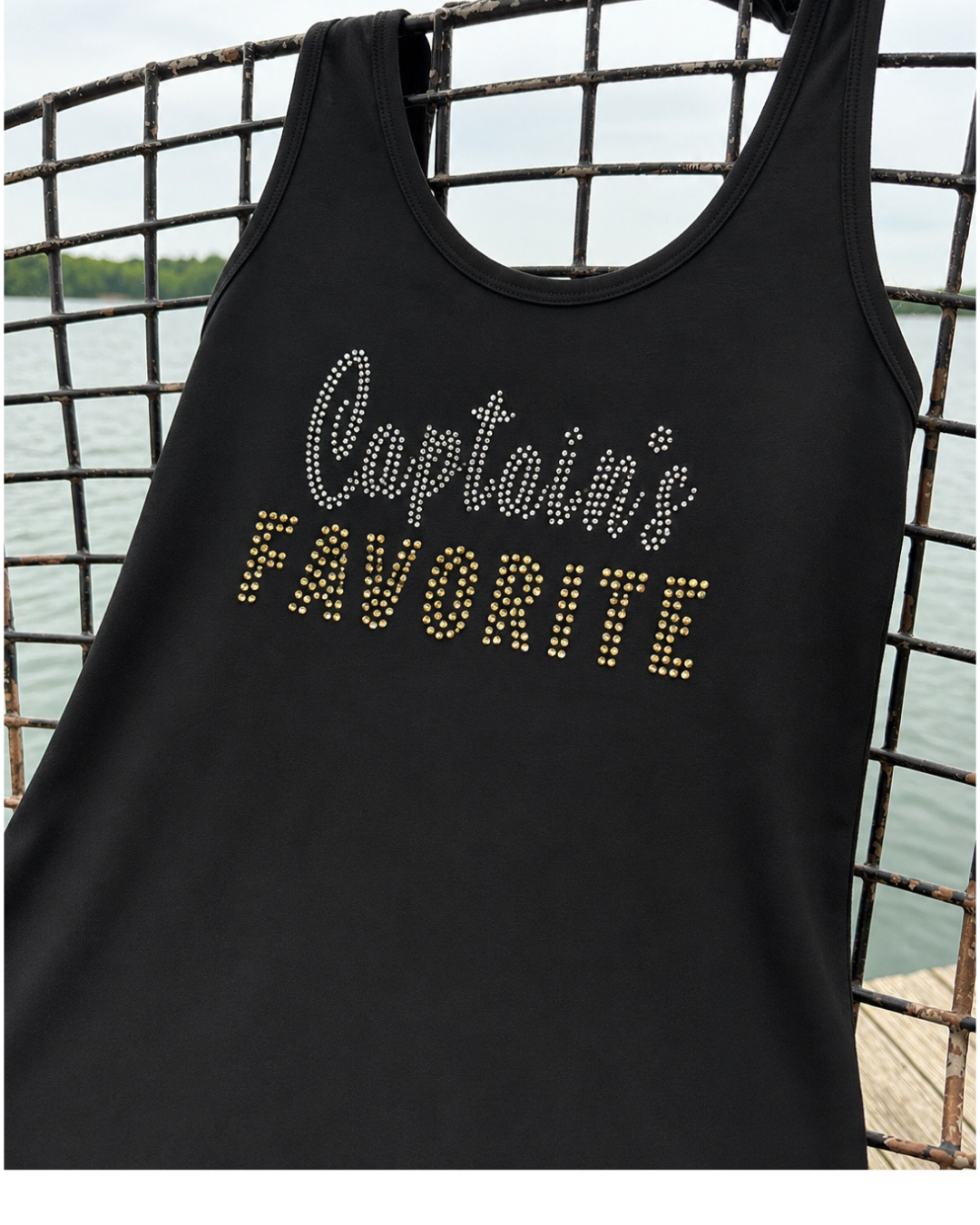 Captain's Favorite | Rhinestone Ladies Racerback Tank