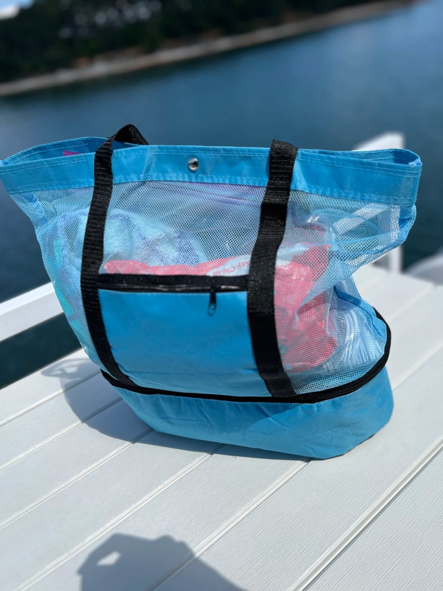 Mesh Lake/Beach Bag with Separate Food Compartment