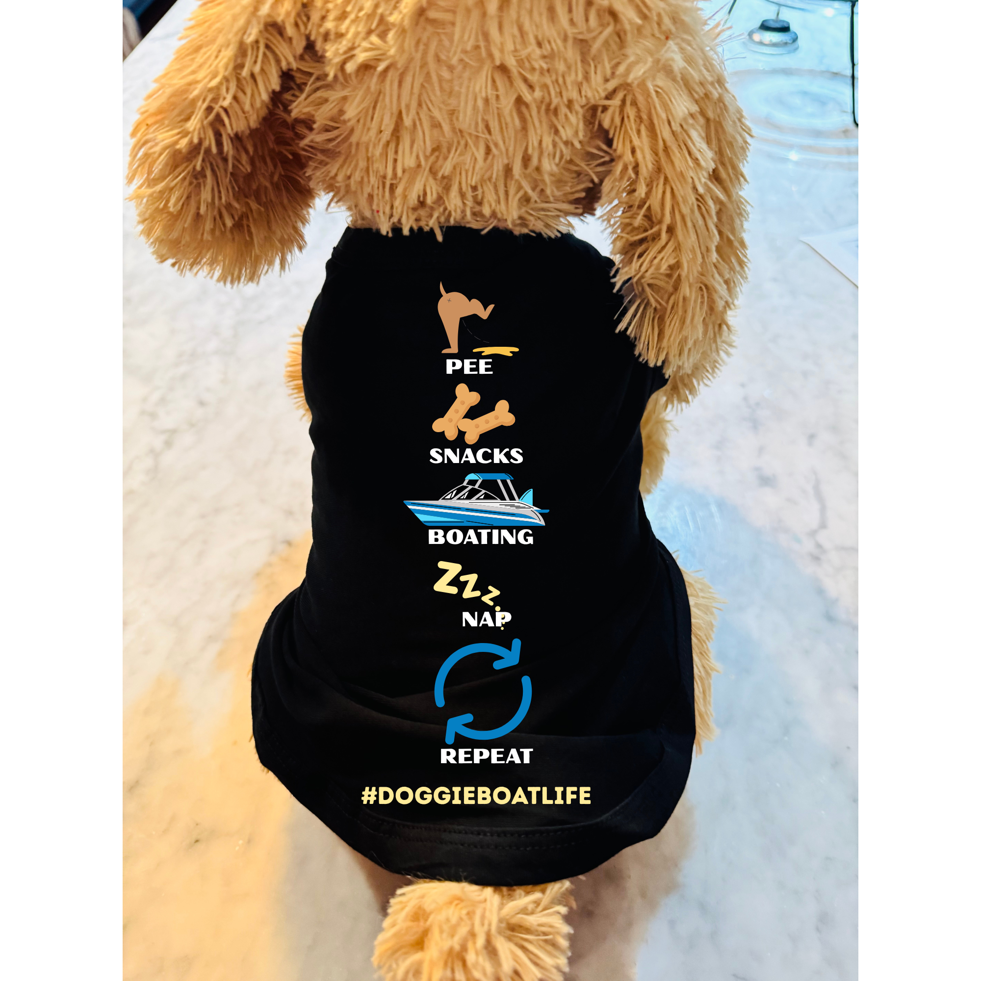 Pee.Snacks.Boating.Nap.Repeat | Dog Shirt