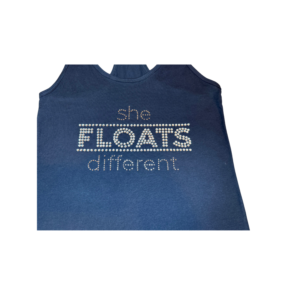 She Floats Different Women's Rhinestone Racerback Tank | Lake Life Tank Top