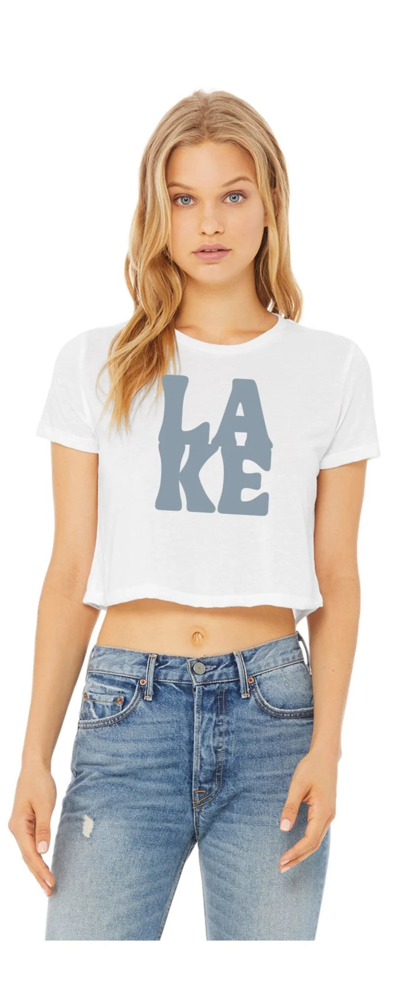 LAKE Stacked Women’s Cropped T-Shirt | Minimalist Lake Life Tee