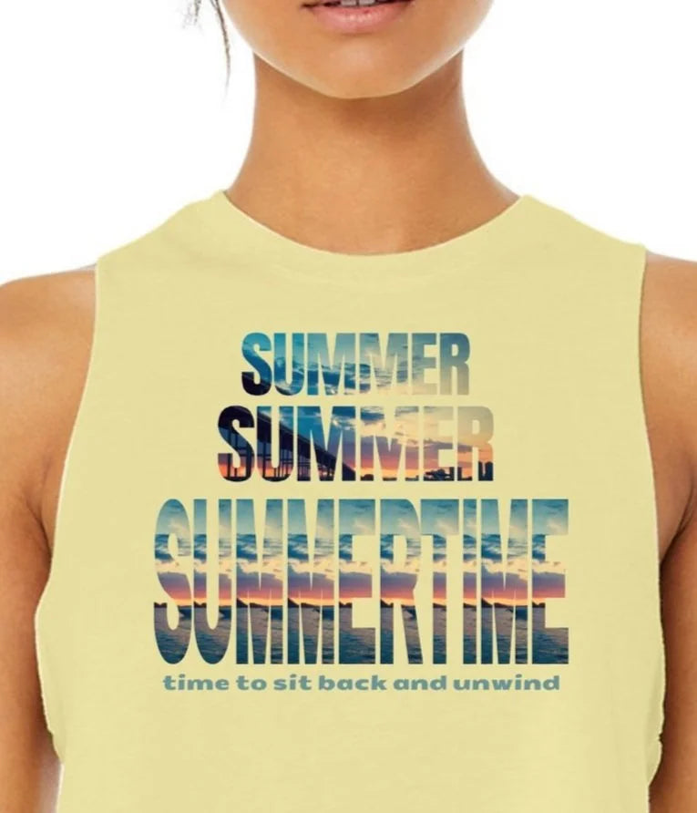 Summer Summertime Women's Cropped Muscle Tank | Lake Life Racerback Tank