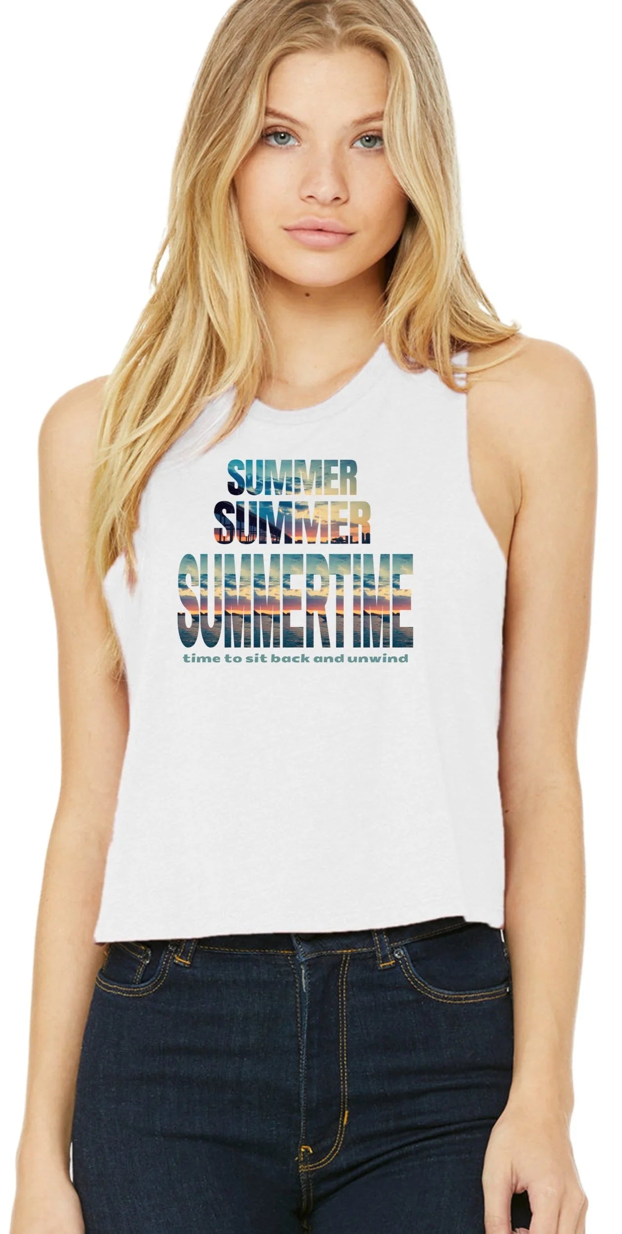 Summer Summertime Women's Cropped Muscle Tank | Lake Life Racerback Tank
