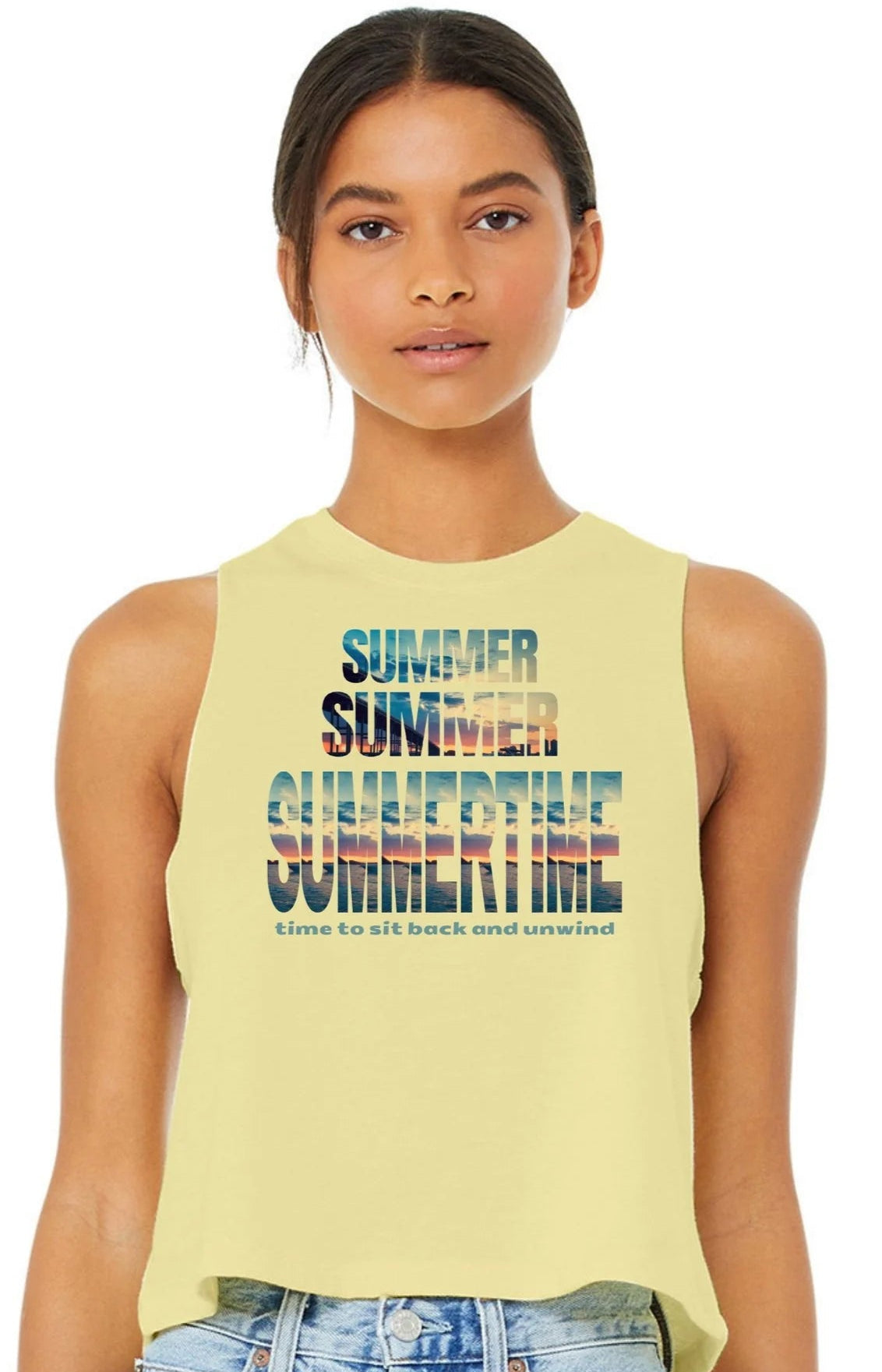 Summer Summertime Women's Cropped Muscle Tank | Lake Life Racerback Tank